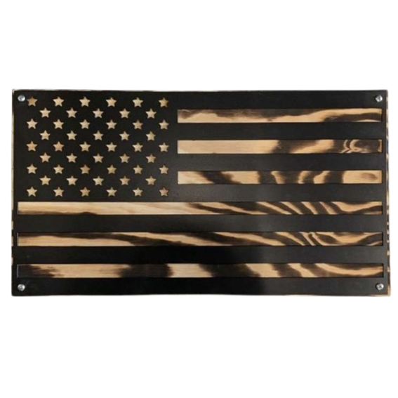 American Flag with Wooden Background