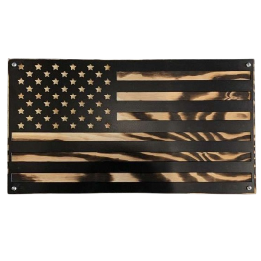 American Flag with Wooden Background